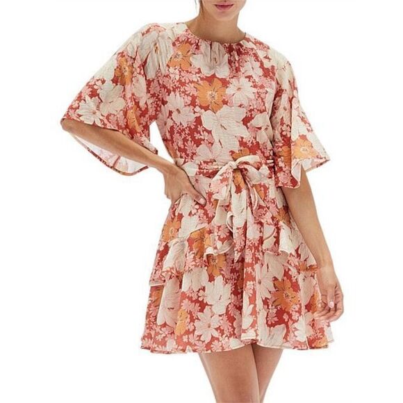 MINKPINK Azar Frill Mini Dress Floral Romantic Ruffle Cocktail Wedding guest - Picture 1 of 8